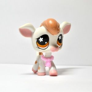 Littlest Pet Shop Authentic # 476 Brown White Cuddliest Cow Brown Flower Eyes